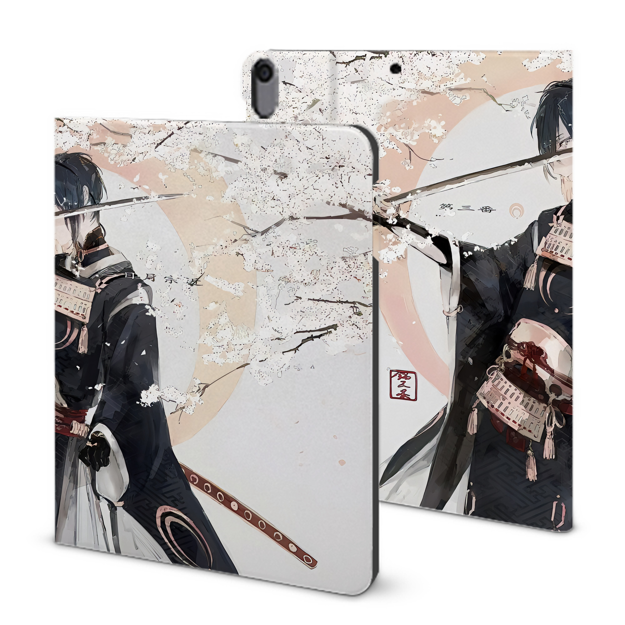 （画像用） 刀剣乱舞 Touken Ranbu IPad ケース ブック型 PUレザー TPU 耐衝撃 軽量 薄型 ペン収納なし 全面保護 IPad 各モデル対応